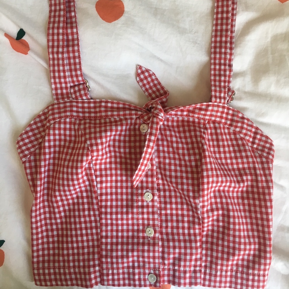 🆕 Brandy Melville red and white gingham crop top